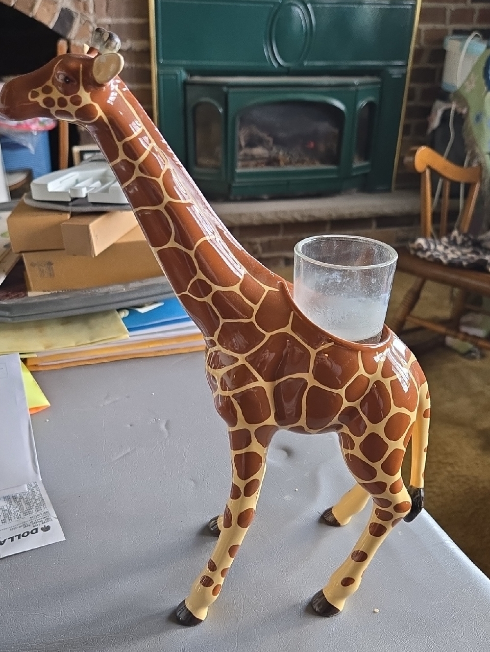 PartyLite Giraffe Candle Holder in Brown and Cream